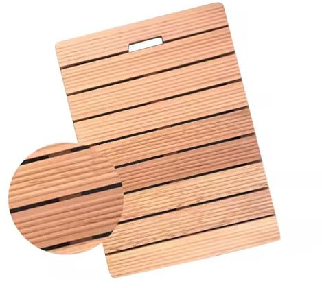 QWEASDF Holzmatte outdoorholzmatte Bad,holzmatte badezimmerholzmatte Balkon, rutschfeste Duschmatte für Badewanne, Dusche, Sauna, Indoor & Outdoor, Zypresse aus massivem Holz(E,W75xL85cm/W30xL33in)