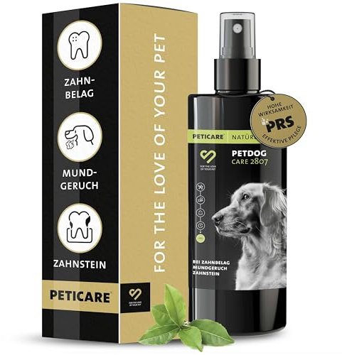 Peticare Spray Dentaire Naturel pour Chiens | Mauvaise haleine, problèmes de gencives | Favorise la Flore buccale | pour Toutes Races et Tailles | Soins dentaires sans Brosse | petDog Care 2807