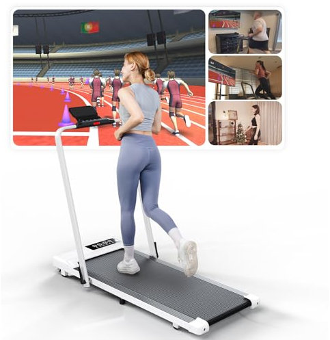 DeerRun Laufband für Zuhause 145KG, Walking Pad Klappbar 110 * 40cm Geeignet für High-Tech-Geräte, Laufband Schreibtisch mit APP-Steuerung, Trainingskursen und Multi-Runner-Rennen