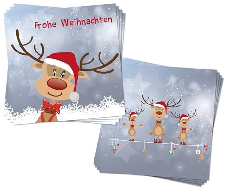 Servietten 80 Stück mit 2 verschiedenen Motiven - Rentier Ole - Tischdeko Papierservietten 2er Set mit Spruch - Papier Tuch 3-lagig mit Text bedruckt