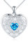 MicLee Collana Ciondoli Cuore di Foto da Donna in Argento 925 Pendenti Medaglioni con Foto Creativo Collane con Zircone Cuore Blu Ciondolo Apribile