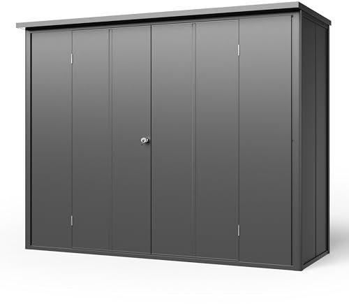 GFP Primeyard Armadio da esterno in metallo 228x84x181 cm Casetta da giardino ntracite pavimento incluso