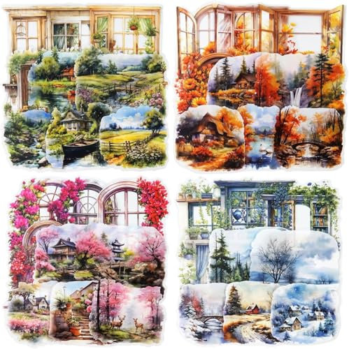 Adesivi floreali in PET per piante, Adesivi Scrapbooking Stickers,40 Pezzi Scrapbooking Kit,Vintage Adesivi Decorativi Fiori