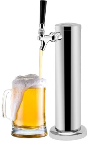 Chynalys Single Tap Draft Beer Tower Stainless Steel Beer Dispenser with Beer, Faucet Beverage Dispenser, Beer Pumps for Home Bars and Other Beverages in Hotels, Restaurants