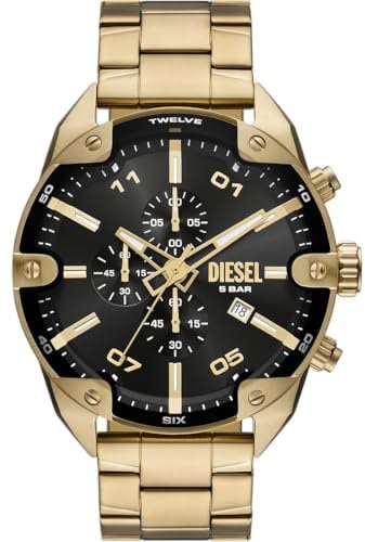 Diesel Herren Analog Quarz Uhr mit Edelstahl Armband DZ4678