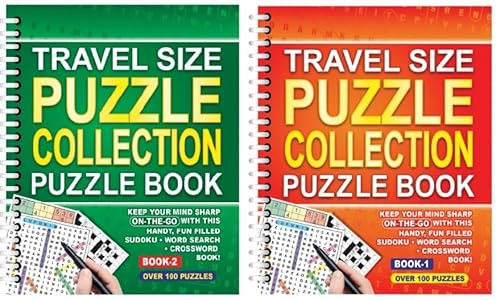 BG Wiro Travel Size Wordsearch Sudoku Crossword A5 Puzzle Books, Choose Your Set of 2 (MIXED PUZZLES)