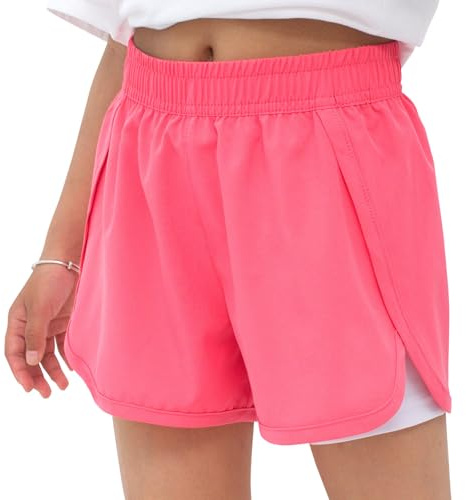 MEILONGER Mädchen Shorts Badehose 2 in 1 Jungen Boardshorts Kinder Kurze Leichte Casual Badeanzug Bademode mit Kompression Innenhose Verstellbare Tunnelzug
