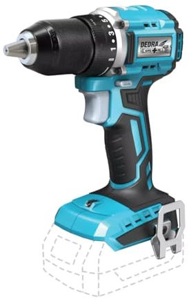DEDRA Akku-Bohrschrauber, bürstenloser Schrauber, 18V, ohne Akku, LED-licht, Rückwärts-Autostopp-Funktion, 2-Gang-Getriebe zum Bohren,Drehzahl: bis zu 1800 U/min Für Holz und Stahl