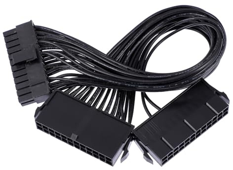 Toddmomy Cavo Alimentazione Doppio per Scheda Madre Atx Sincronizzazione Accensione Nero Compatibile Connessione Doppia per Potenza Incrementata