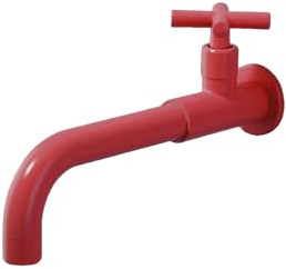 SXWYLZ Wasserhahn Messing Kaltwasser Wasserhahn Küche Wandmontage Kaltwasser Armatur für Küchenspüle Kreuzgriff für Mop Pool,Rot