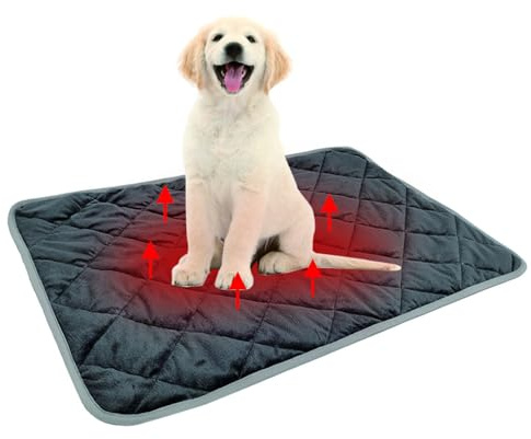Swsen Selbstheizende Haustierdecke – Waschbare Wärmedecke für Hunde & Katzen, Weiche rutschfeste Thermomatte, Wiederverwendbare Kuscheldecke für Welpen, Kätzchen & Kaninchen, 50×70 cm, Grau
