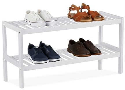Relaxdays Schuhregal, Bambus, mehrere Ebenen, Schuhständer Gitterablagen, Größenwahl, Farbwahl