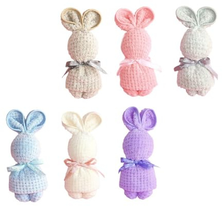 Angoily 6 Stück Multifunktionale Babyhandtücher mit Hasenmotiv Atmungsaktive und Sichere Baumwoll Handtücher für Haushalt und Babypflege Liebevoll Verpackt