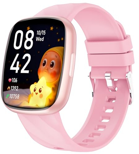 Alutoria Reloj Inteligente Niños-Smartwatch con Podómetro 120+ Modos | Deporte Monitor de Sueño Despertador IP68 Pulsera Actividad-Reloj niña Digital 5 a 16 Años Regalo Rosa