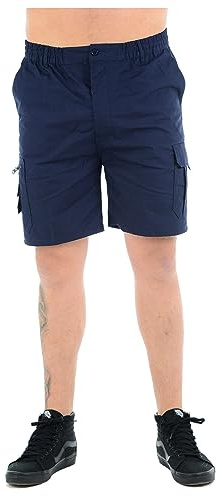 Mens Plain Shorts & 3/4 Three Quarter Length Shorts Cargo Combat Casual Summer Beach Poly Cotton 6 Pockets Work Short & ¾ Shorts Elasticated Waist Lightweight Pants Plus Big Sizes S-5XL