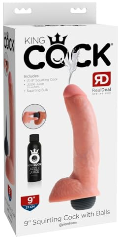 Pipedream King Cock Squirting Cock with Balls, 9, Flesh