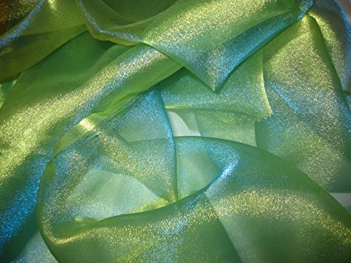 CRYSTAL Organza Stoff GRÜN BLAU Meterware GLITZER OPTIK
