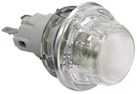 Backofenlampe max. Temperatur 300°C E14 230V 25W Anschluss Flachstecker 6,3mm Hartglas Einbau ø 47,8mm E14