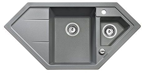Teka 88935 Astral 70 E-TG granito fregadero de cocina con único y una mitad Bowl, metálico aluminio