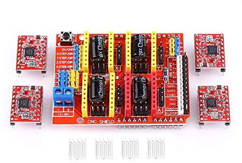 Akozon CNC Schild Expansion Board + 4 Stücke A4988 Schrittmotor Treiber Mit Kühlkörper Für Graveur 3D Drucker für Kits