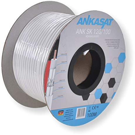 Ankasat SK 120dB - 100m CPR - 120 dB Koaxial Sat Kabel 3-Fach geschirmt 100 Meter Stahl-Kupfer Innenleiter- mit Meterbedruckung/Antennenkabel für DVB-S/S2, DVB-C, DVB-T/T2