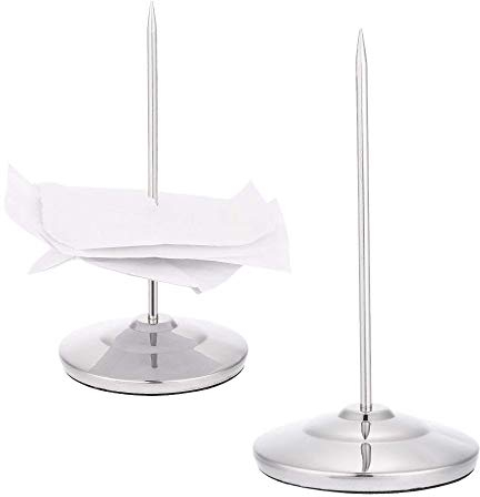 Dproptel - Soporte de acero inoxidable recto para varilla de papel, tenedor de billetes, recibos, notas y pinchos, 2 unidades