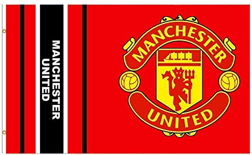 MUFC Riesige Manchester United Fußball-Wappen-Flagge, 152 x 91 cm, 100 % Polyester