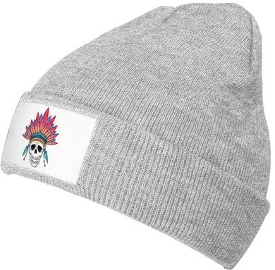 JCAKES Afrika, indisch, gestreift, Beanie-Mütze, Herren, Wintermützen für Männer, Beanie-Mützen für Damen, Wintermützen, Wintermützen, Wintermützen, Damenmützen, grau, One size