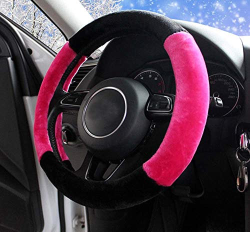 Flauschiger Winter-Lenkradbezug für Damen, weich, warm, Plüsch, flauschig, niedlich, Autozubehör für Fahrzeuge (Rosa,Standard)