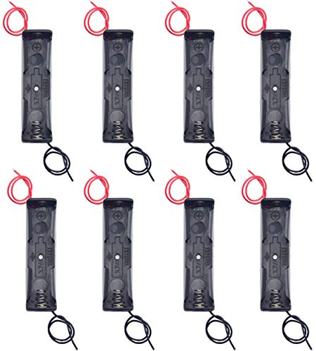 Yosawo 8 Pack 3.7V 18650 Battery Holder Case,1 Slots x 3.7V DIY Battery Storage Box with Red and Black Wire Leads (18650 1S)