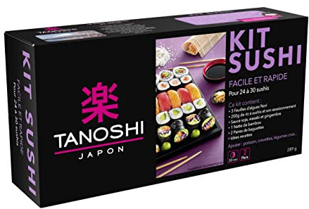TANOSHI - Kit Sushi - Kit Complet pour Réaliser 24 à 30 Sushis - Facile et Rapide - 289 g, Multicolore