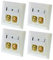 tsnetworks 4X Bananenstecker Lautsprecher Anschlussdose mit Polklemme Keystone Modul vergoldet rot/schwarz, High End Anschlussterminal mit Bananenstecker Buchse für Lautsprecherkabel bis 4 mm²