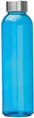noTrash2003 Trinkflasche aus Glas BPA frei 500 mL mit Edelstahlverschluss Trainingsflasche Sport Gym Camping Outdoor Fitness Sportflasche Blau Pink Grün Orange Rot oder Transparent (Royalblau)