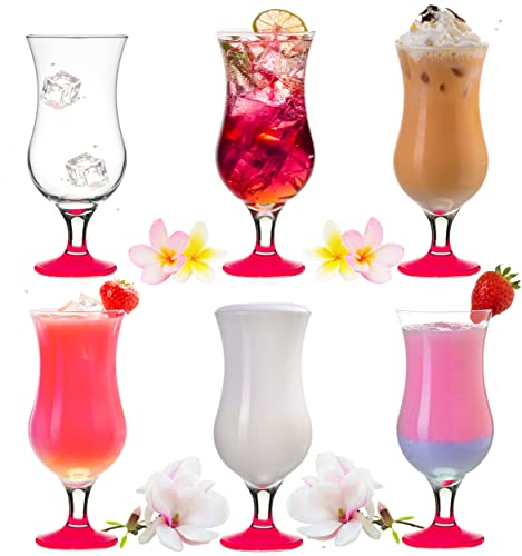 PLATINUX Verres à Cocktail 400ml (max. 470ml) en Verre Set 6-Pièces Verres à Longdrink Verres à Milkshake Grand Rose