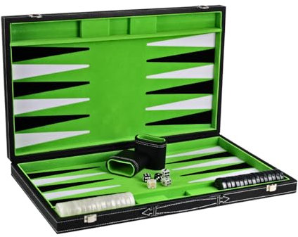 Backgammon-Set aus Leder Malachitgrün 21