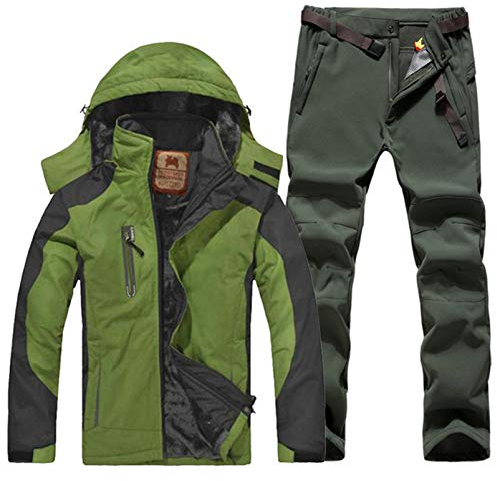 ESFHWYP Herren Skianzug Set Winter Wandern Skifahren Wasserdichtes Fleece Warme Jacken Angeln Trekking Skijacke + Hose color-6 XL