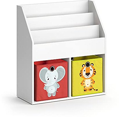 Vicco Kinderregal Luigi, Weiß, 72 x 79 cm mit 2 Faltboxen Opt.2