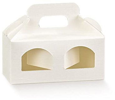 Bomboniere 10 PZ Seta Bianco 11x5x5cm Scatola Porta vasetti con finestre