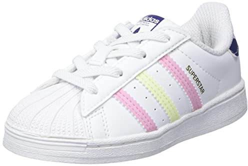 adidas Superstar El I, Scarpe da Ginnastica Unisex-Bambini e Ragazzi, Ftwr White Almost Lime True Pink, 21 EU