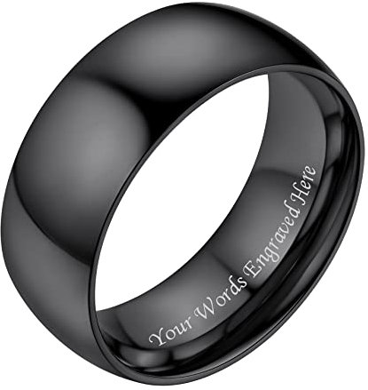 Bestyle Eheringe Schwarz Verlobungsring Edelstahl Herren Damen Partnerringe für sie und ihn 8mm Freundschaftsringe mit Gravur Personalisiertes Geschenk Größe 62