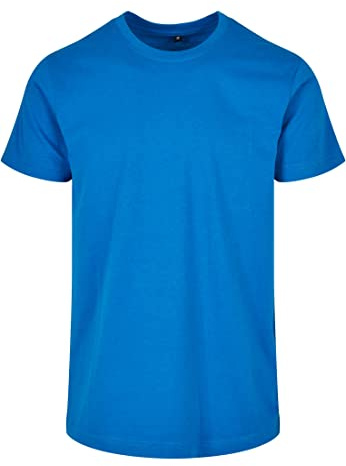 Build Your Brand Herren Basic Round Neck T-Shirt – Baumwollshirt im Regular Fit mit Rundhalsausschnitt & kurzen Ärmeln, vielseitiges Basic für Alltag, Freizeit & Veredelung,Cobalt Blue,4XL