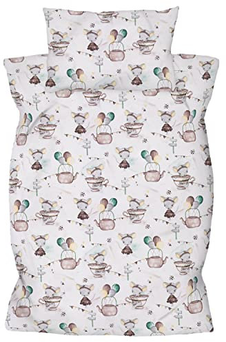 Amilian Kinderbettwäsche Kinder Bettwäsche Babybettwäsche für Baby Bettbezug 100 x 135 cm, Kopfkissenbezug 40 x 60 cm, 2-teilig, 100% Baumwolle, mit Hotelverschluß