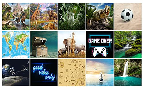 Ulticool – Sticker Wasserdicht - Dinosaurier T-Rex Astronaut - 15x15 cm - 15 Stück Selbstklebende Fliesenaufkleber Folie - Aufkantung für die Wand Badezimmer - Küchenwand Küche - Sticky Tiles