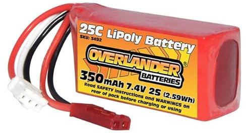 Overlander 350mAh 7.4v 2S 25C LiPo Battery for Many E-flite UMX Models - OL-3492