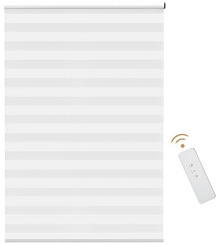 HOMCOM Elektrischer Rollo, Fensterrollo mit Fernbedienung, UV-Schutz-Rollo mit USB-Schnittstelle, für Wohnzimmer, Küche, Weiß, 120 x 180cm