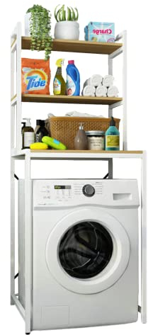 MAGIC SELECT Estantería Superior para Lavadora | Estante Organizador de Baño Ahorra Espacio | Mueble de Almacenamiento para Cuarto de Baño de 3 Niveles | Madera E1 y Acero.