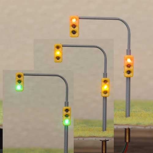 SPORTARC 2 Stück Spur H0 1:87 grün rot Modell, Verkehrsampel Modell mit Resistor und Montagemutter, LED Ampeln für Modellbahn