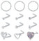 WillTen 20G Nasenpiercing Stecker Silber Herz Diamant CZ Nasenring Piercing Damen Nasenring Nasenstecker Spiral Piercing Chirurgenstahl 12Stück