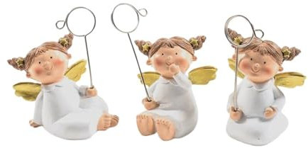 Mercury Weihnachtsdeko, Weihnachtsdekoration, aus Harz, Dekoration für Innen- und Außenbereich, Geschenkidee, Höhe 10 cm (Engel Tischkarten 3 Stück)