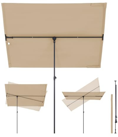 Sekey Sonnenschirm Rechteckig, 130x180 cm Sonnenschirm Balkon mit UPF50+ Sonnenschutz, ideal für Sonnenschutz und Privatsphäre auf Balkon und Terrasse.